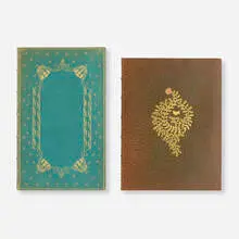 Ralph Waldo Emerson, Books, set of two, full leather-bound book with gilding, Japan vellum, Imperial Japan vellum, silk