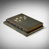 Roycroft, Books, set of two, full leather-bound book with gilding, Imperial Japan vellum