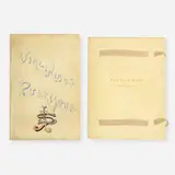 Roycroft, Books, set of two, vellum-bound books with gilding, Roycroft paper, silk
