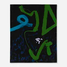 Untitled by Emerson Woelffer, oil and acrylic on canvas, sold Oct 2023