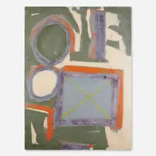 Saturday by Emerson Woelffer, 1953, oil on Masonite, sold Oct 2023