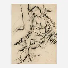 Nude Figure Study by Mercedes Matter, charcoal on paper, sold Oct 2023