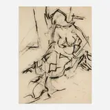 Mercedes Matter, Nude Figure Study, charcoal on paper