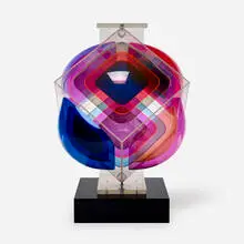 Turning Blue (Kinetic Sculpture) by Aaronel Deroy Gruber, 1973, acrylic, sold Oct 2023
