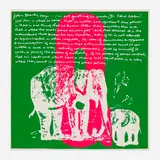 Q elephant's q (from circus alphabet series) by Corita Kent, 1968, screenprint in colors, sold Oct 2023