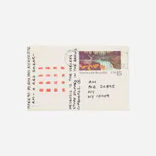 Carl Andre, Postcard, 1991, postcard, ink