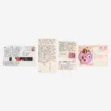 Carl Andre, Collection of four postcards with collage