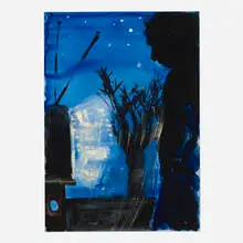 Dona Nelson, Man Watching TV, acrylic on paper