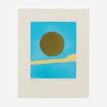 Le Poids du monde III by Etel Adnan, 2016, etching in colors, sold Oct 2023