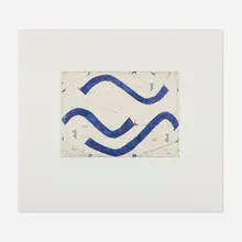 Caio Fonseca, Notation (Blue), 1998, soft-ground etching in colors with roulette and chine collé on Somerset white