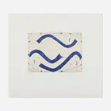 Caio Fonseca, Notation (Blue), 1998, soft-ground etching in colors with roulette and chine collé on Somerset white