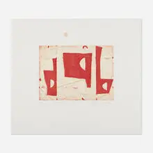Caio Fonseca, Notation (Red), 1998, aquatint and soft ground etching in colors with chine collé