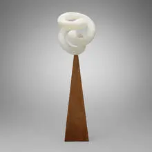 Somers Randolph, Untitled (sculpture), 2004, alabaster, walnut