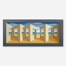 Patrick Hughes, Facade, 1997, oil on board construction