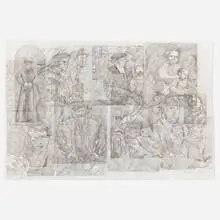 Ciprian Mureşan, All Images from a Book on Holbein, 2017, graphite on paper
