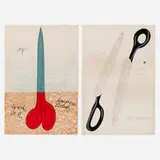 Claes Oldenburg, Scissors as Monument; Scissors to Cut Out (two works from the National Collection of Fine Arts Portfolio), 1968, lithograph in colors on Arches