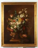 Floral Still Life by Continental School, FLORAL STILL LIFE, oil on canvas, sold Apr 2017