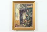 Emily Burling Waite, Untitled, WOMAN BESIDE THE HEARTH, oil on board