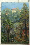 Paul-Rene Poulain, Hilltop House with Palm Trees, South of France, - oil on canvas, 29 by 19 1/2 inches