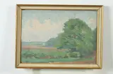 Spring Landscape by Louis Comfort Tiffany, Oil on board in "as is" condition, sold Apr 2017