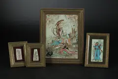 Couple by Anonymous, Four ink and color on faux ivory in khatam frames - Largest: 15 1/8 in. x 11 1/4 in, sold Apr 2017