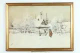 Stefan Czerwinski, Village Snow Scene, Watercolor