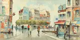 Max Moreau, Paris Street Scene, Oil on canvas