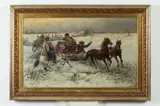 Pjotr C. Stojanow, Winter Sledding Scene, Oil on canvas