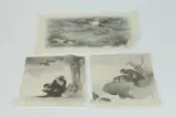 Japanese School, "Monkey", "Ducks", Three ink and color on silk, signed and sealed