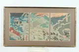 Japanese School, "Battle", Three panels color woodcut print on paper, signed and