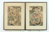 Toyohara Kunichika, "Geisha", "Geisha", Two color woodcut prints on paper, signed and