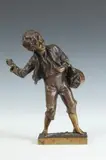 Max Lindenberg, Boy with Basket of Fruit, Bronze in "as is" condition - Height: 8 in