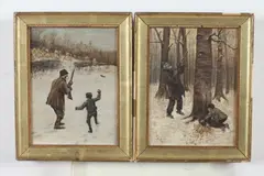C.L. Cox, FATHER AND SON HUNTING: PAIR, each signed, Oil on canvas