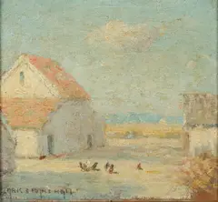 Clark Summers Marshall, Barnyard with Chickens, Oil on board