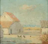 Clark Summers Marshall, Barnyard with Chickens, Oil on board