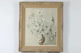 Elizabeth Rouiriere, White Blossoms in Porcelain Coffee Pot, Oil on canvas