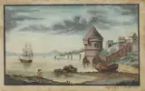 Johann Friedrich Nagel, Harbor City, Gouache