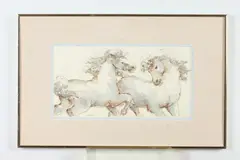 Charles Burdick, HORSES and MAIDEN: FOUR WORKS, first; signed lower left, Watercolor