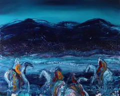 Pablo Antonio Milan, Horsemen, Oil on canvas