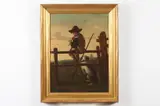 Boy with Dog by Continental School, BOY WITH DOG, oil on canvas, sold Jun 2017