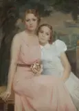 Mother and Daughter by American School, MOTHER AND DAUGHTER, pastel, sold Jun 2017