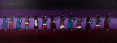Pablo Antonio Milan, Indians Under Star Lit Sky, Oil on canvas