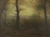 Lewis Cohen, Landscape with Figure, Oil on board
