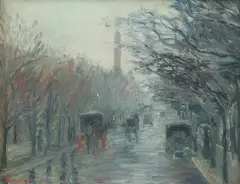 Margaret Scully Zimmele, The Washington Monument in the Mist, Oil on board