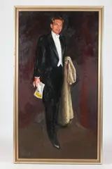 Jane Harwood, Portrait of Robert Best in Formal Attire, Oil on board