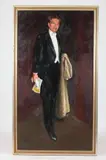 Jane Harwood, Portrait of Robert Best in Formal Attire, Oil on board