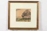Auguste H.O. Rolle, House on the Hill, Watercolor