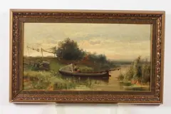Piet Schipperus, River Landing, Oil on panel