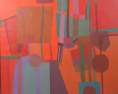 Carolos Aresti, Orange Abstract, Oil on canvas
