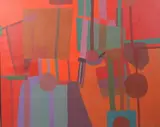 Carolos Aresti, Orange Abstract, Oil on canvas